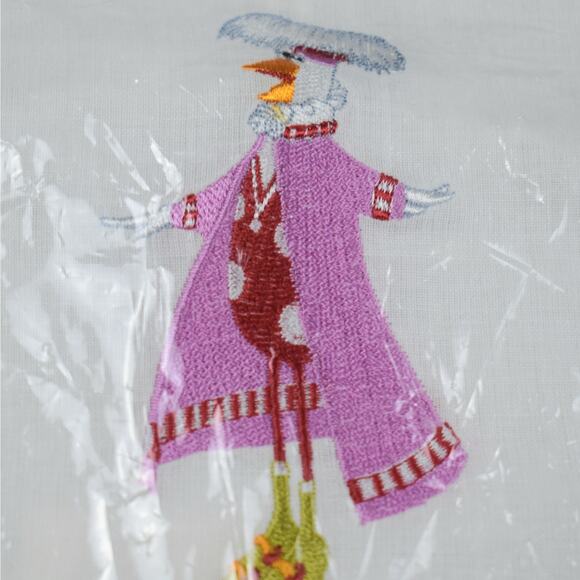 Patience Brewster 12 days calling bird in heels Christmas embroidered tea towel - Picture 3 of 6